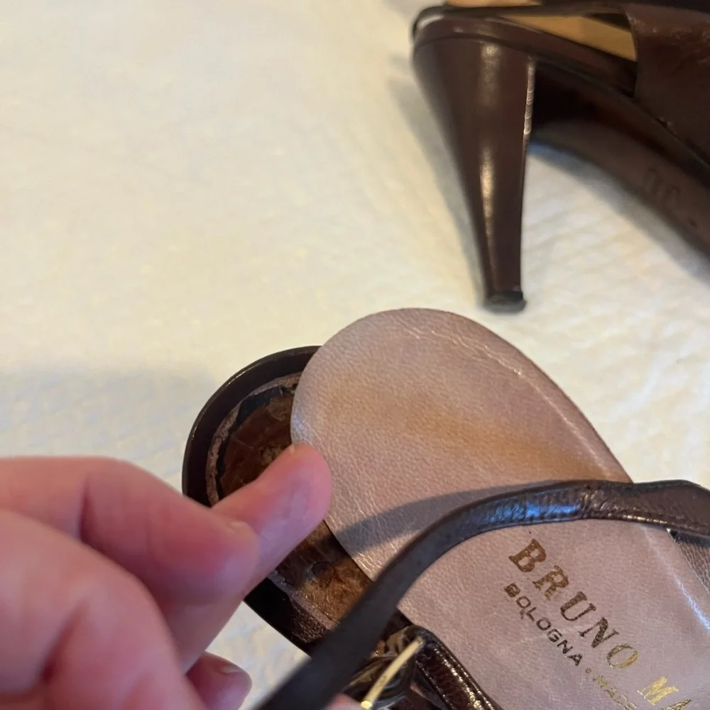 Vintage Bruno Magli Brown Leather Slingback Heels Size 8N